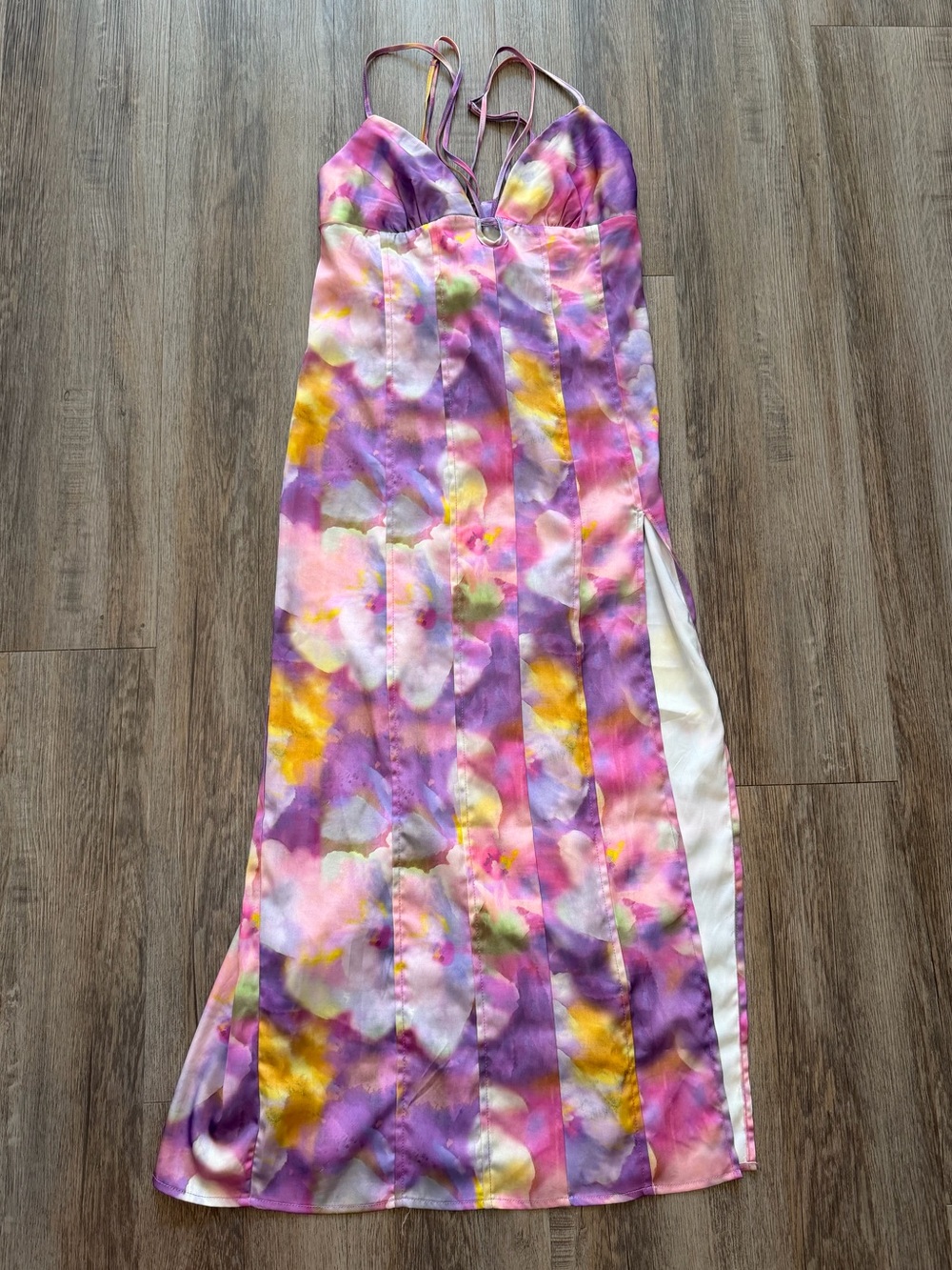 Urban Outfitters First Light Midi Slip Dress Purple Watercolor Design Women’s M